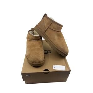 UGG Classic Ultra Mini Shearling Booties Slip-On 1116109 Chestnut Womens Size 7